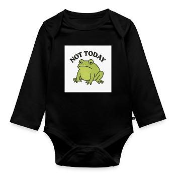 Lustiger Frosch mit Statement Text - Baby Bio-Langarm-Body - Schwarz - Vorne