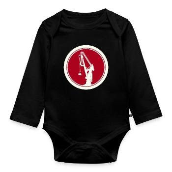 Harbour Crane Silhouette 04 - Organic Longsleeve Baby Bodysuit - black - Front