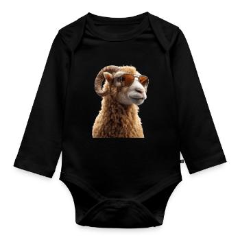 Aries mouflon Aries Wild Sheep Male Sheep - Organic Longsleeve Baby Bodysuit - black - Front