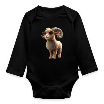 Aries mouflon Aries Wild Sheep Male Sheep - Organic Longsleeve Baby Bodysuit - black - Front