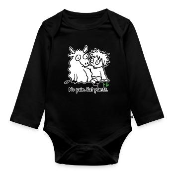 Eat plants - Organic Longsleeve Baby Bodysuit - black - Front
