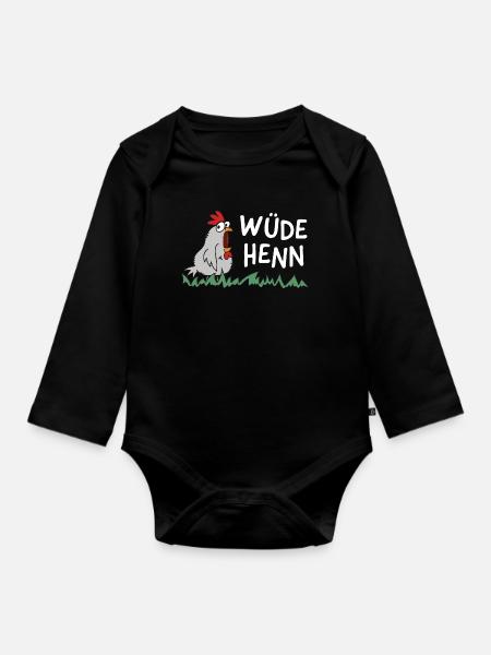 wüde henn Hendl this lustig huhn henne - Baby Bio-Langarm-Body - Schwarz