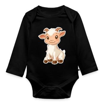 Chèvre - Body Bébé bio manches longues - noir - Devant