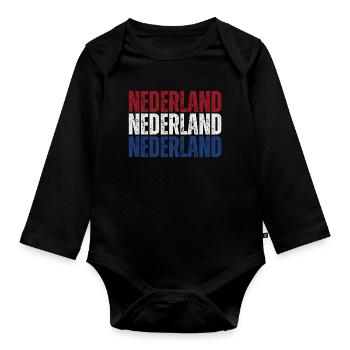 Drapeau des Pays-Bas, j’adore les Pays-Bas - Body Bébé bio manches longues - noir - Devant