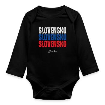 Drapeau de la Slovaquie, j’aime la Slovaquie - Body Bébé bio manches longues - noir - Devant