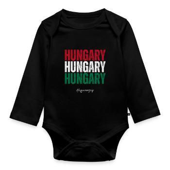 Fierté hongroise, j’aime la Hongrie - Body Bébé bio manches longues - noir - Devant