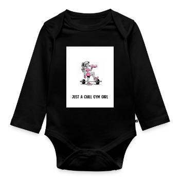 chill gym fille fitness illustration - Body Bébé bio manches longues - noir - Devant