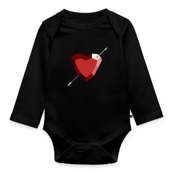 Wounded Ruby Heart – Love, Beauty, and Breakup - Organic Longsleeve Baby Bodysuit - black - Front