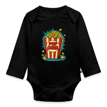 Popcorn - Baby Bio-Langarm-Body - Schwarz - Vorne