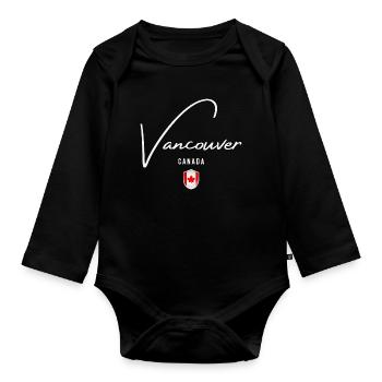 Vancouver Canada, design minimaliste élégant - Body Bébé bio manches longues - noir - Devant