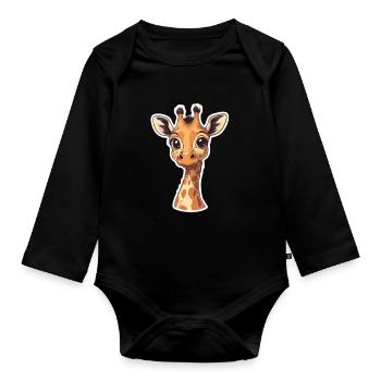 Giraffe - Baby Bio-Langarm-Body - Schwarz - Vorne