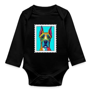 Chien coloré dans le style pop art - Body Bébé bio manches longues - noir - Devant