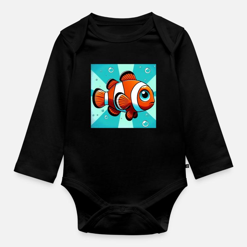Clownfisch - Baby Bio-Langarm-Body - Schwarz