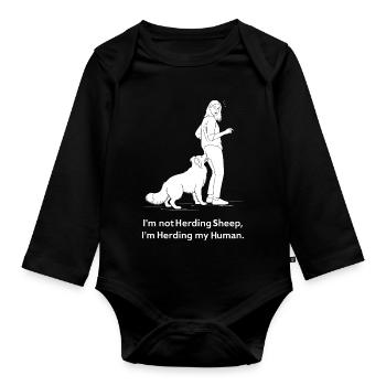 Je garde mon humain - Body Bébé bio manches longues - noir - Devant
