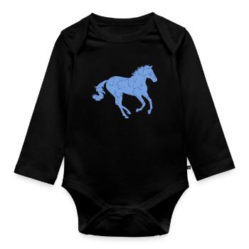 Cheval au galop - Body Bébé bio manches longues - noir - Devant