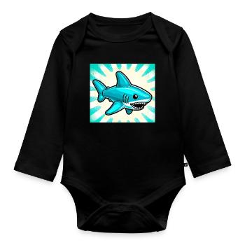 Shark - Organic Longsleeve Baby Bodysuit - black - Front