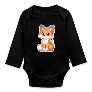 Fox - Organic Longsleeve Baby Bodysuit - black - Front