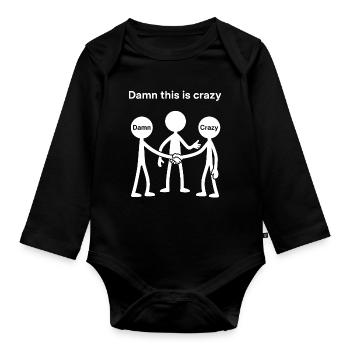 Schräger Matchstick Man Gen Z Humor Ironie - Baby Bio-Langarm-Body - Schwarz - Vorne