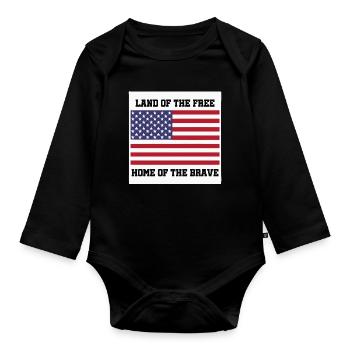 Drapeau patriotique américain avec texte en gras - Body Bébé bio manches longues - noir - Devant