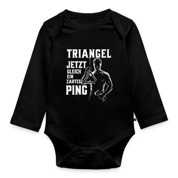 Triangel - Jetzt gleich ein zartes Ping - Baby Bio-Langarm-Body - Schwarz - Vorne