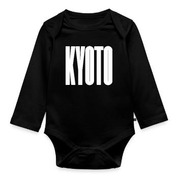 Kyoto - Japan City Bold Typography Design - Body Bébé bio manches longues - noir - Devant