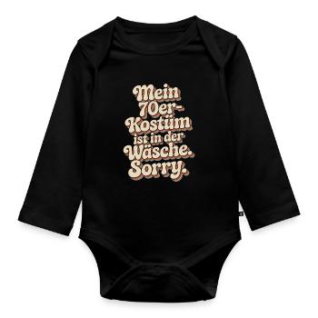 70er Jahre Kostüm Ist In Der Wäsche 70s Party 70er - Baby Bio-Langarm-Body - Schwarz - Vorne