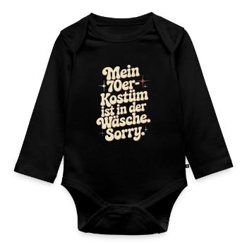 70er Jahre Kostüm Ist In Der Wäsche 70s Party 70er - Baby Bio-Langarm-Body - Schwarz - Vorne