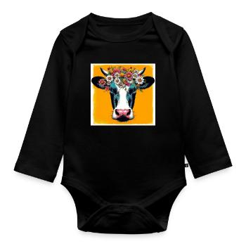 Kuh - Baby Bio-Langarm-Body - Schwarz - Vorne