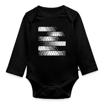 Abstraktes digitales Pixelmuster - Baby Bio-Langarm-Body - Schwarz - Vorne
