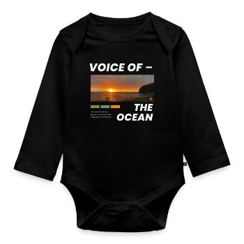 Sunset over the Ocean - Organic Longsleeve Baby Bodysuit - black - Front