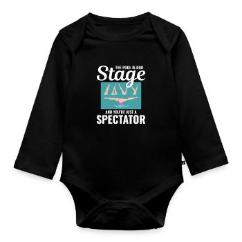 Poolside Spectator Illustration Synchronized Swim - Organic Longsleeve Baby Bodysuit - black - Front