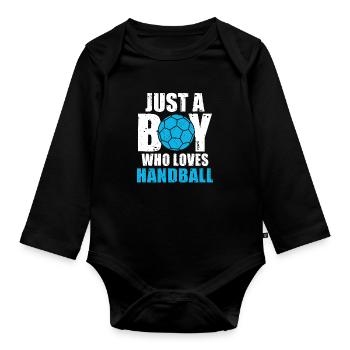 Juste un garçon qui aime le handball - Body Bébé bio manches longues - noir - Devant
