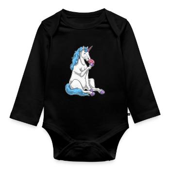 Einhorn Donut - Baby Bio-Langarm-Body - Schwarz - Vorne
