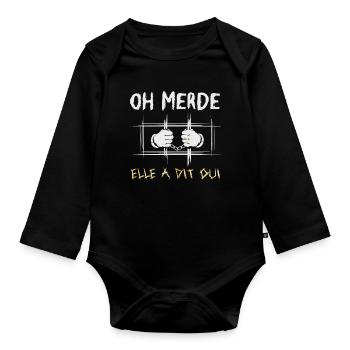 She Said Proposal Engagement - Organic Longsleeve Baby Bodysuit - black - Front