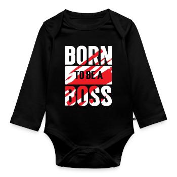 T-shirt militant pour devenir un vrai Patron - Baby Bio-Langarm-Body - Schwarz - Vorne