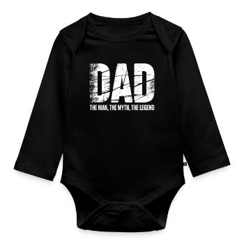 Papa, der Mann, der Mythos, die Legende - Baby Bio-Langarm-Body - Schwarz - Vorne