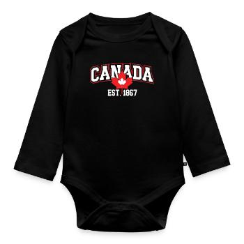 Canada Patriotic Maple Leaf Design - Body Bébé bio manches longues - noir - Devant