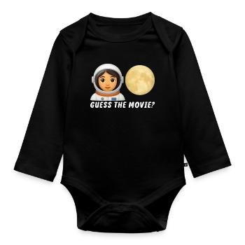 Astronaut and Full Moon Illustration - Organic Longsleeve Baby Bodysuit - black - Front