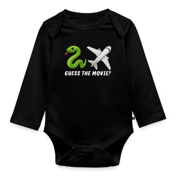 Stylish Animal and Airplane Designs for Kids - Organic Longsleeve Baby Bodysuit - black - Front
