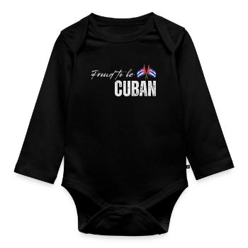 Fierté cubaine, j'aime Cuba - Body Bébé bio manches longues - noir - Devant