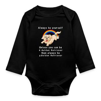 Golden Retriever Inspirational Graphic - Organic Longsleeve Baby Bodysuit - black - Front