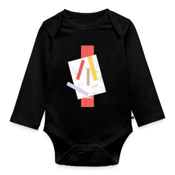 Abstract color splash art design - Organic Longsleeve Baby Bodysuit - black - Front