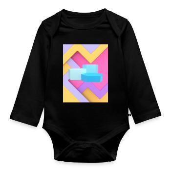 Pastellfarbenes geometrisches Pod-Design - Baby Bio-Langarm-Body - Schwarz - Vorne