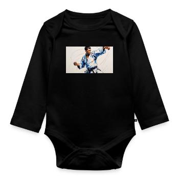 Martial art and Japanese dynamism - Organic Longsleeve Baby Bodysuit - black - Front