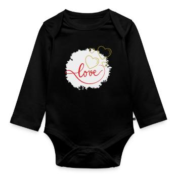 Love - Organic Longsleeve Baby Bodysuit - black - Front