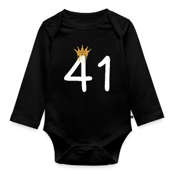 Königliche Graffiti-Nummer 41 - Baby Bio-Langarm-Body - Schwarz - Vorne