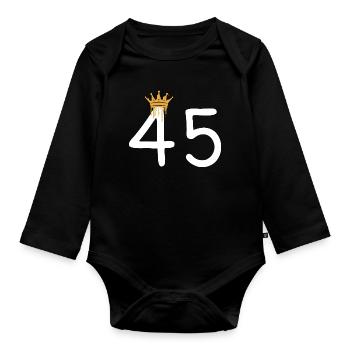 Numéro royal 45 avec couronne en or - Body Bébé bio manches longues - noir - Devant
