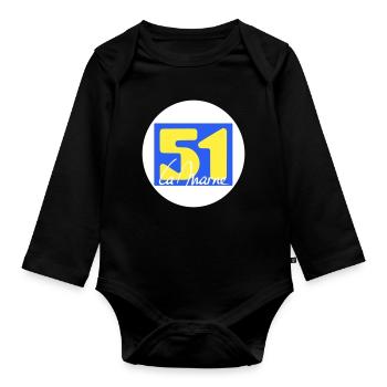 Logo emblématique de La Marne en couleurs vives - Body Bébé bio manches longues - noir - Devant