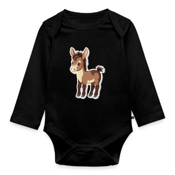 donkey - Organic Longsleeve Baby Bodysuit - black - Front