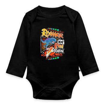 7ème anniversaire dinosaure T Rex - Body Bébé bio manches longues - noir - Devant